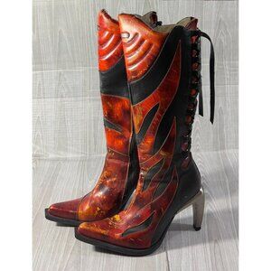 NEW ROCK M9006 flame accent high hell boots size 37 EU 7 US
